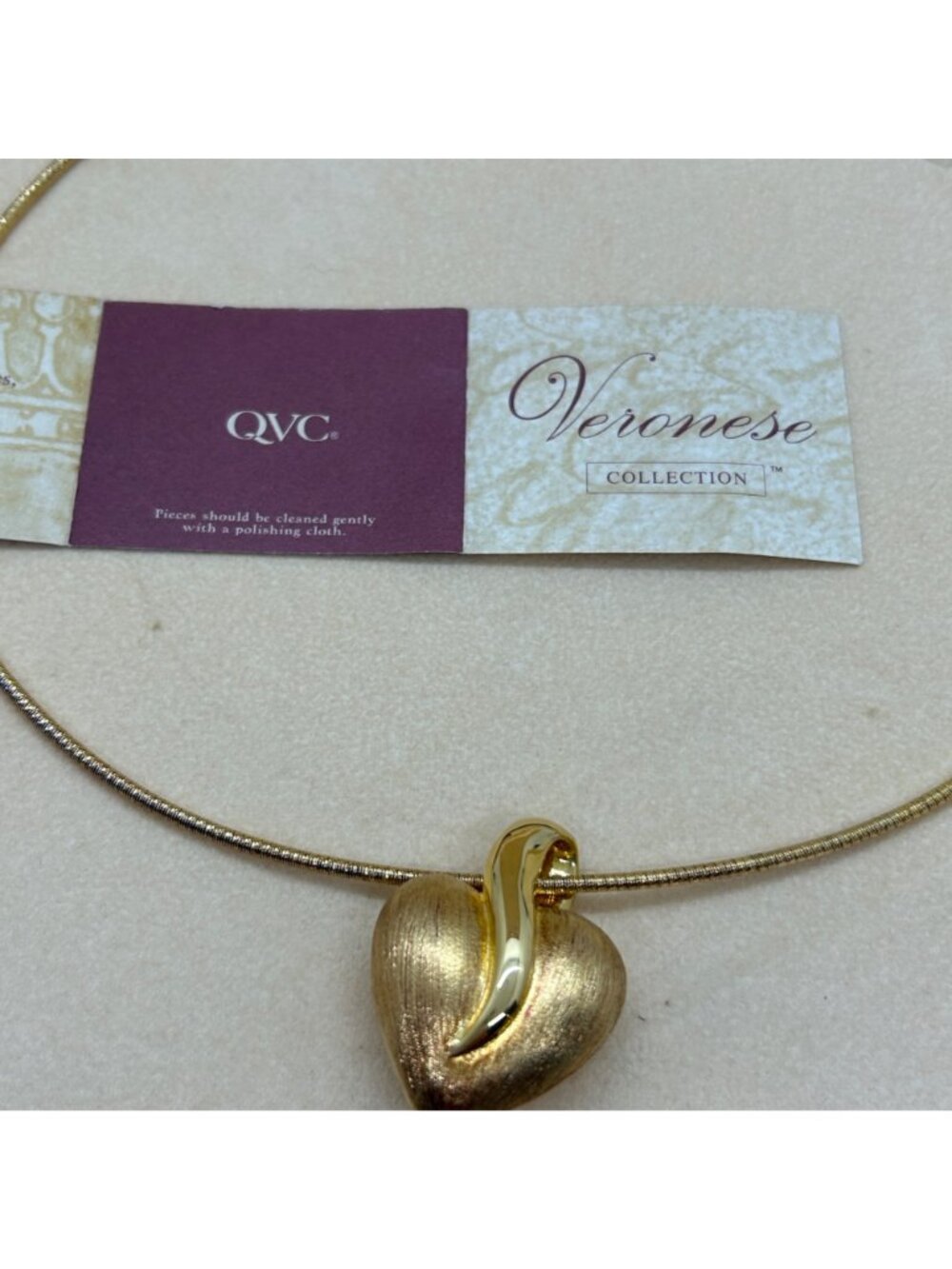 18K Gold Vermeil Sterling Silver Necklace Heart Omega Veronese Reversible 19.69g - Picture 5 of 16
